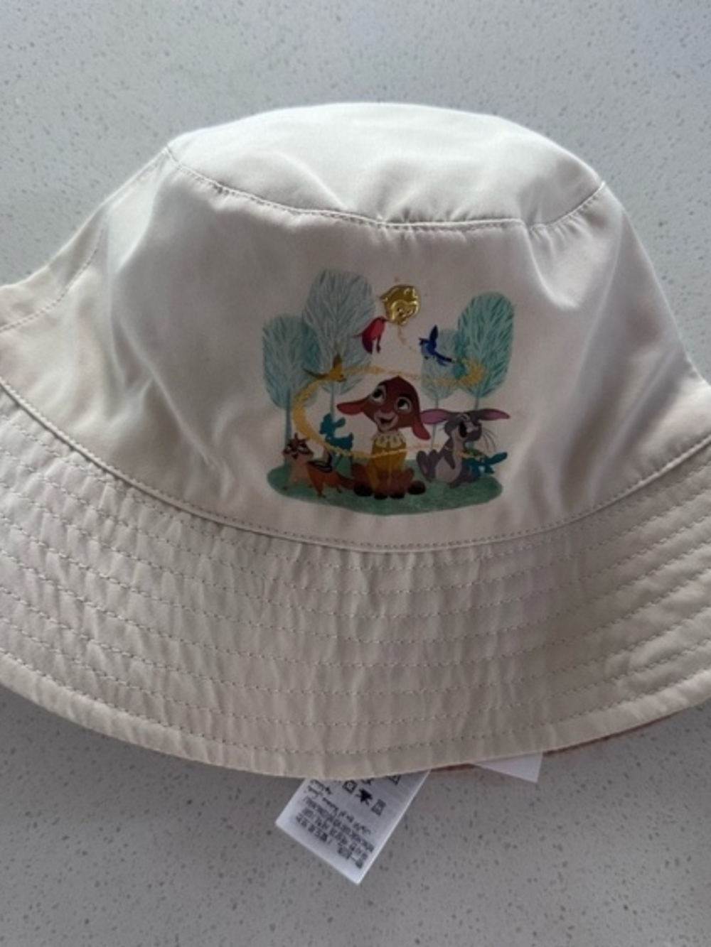 Disney Park 2023 Cream Bucket Hat with Cartoon Animal Print